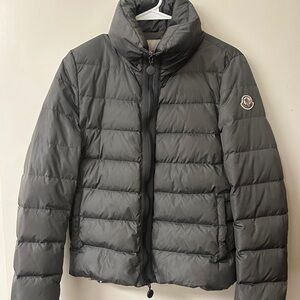 Moncler Quilted Stand Collar Down Puffer in Charcoal